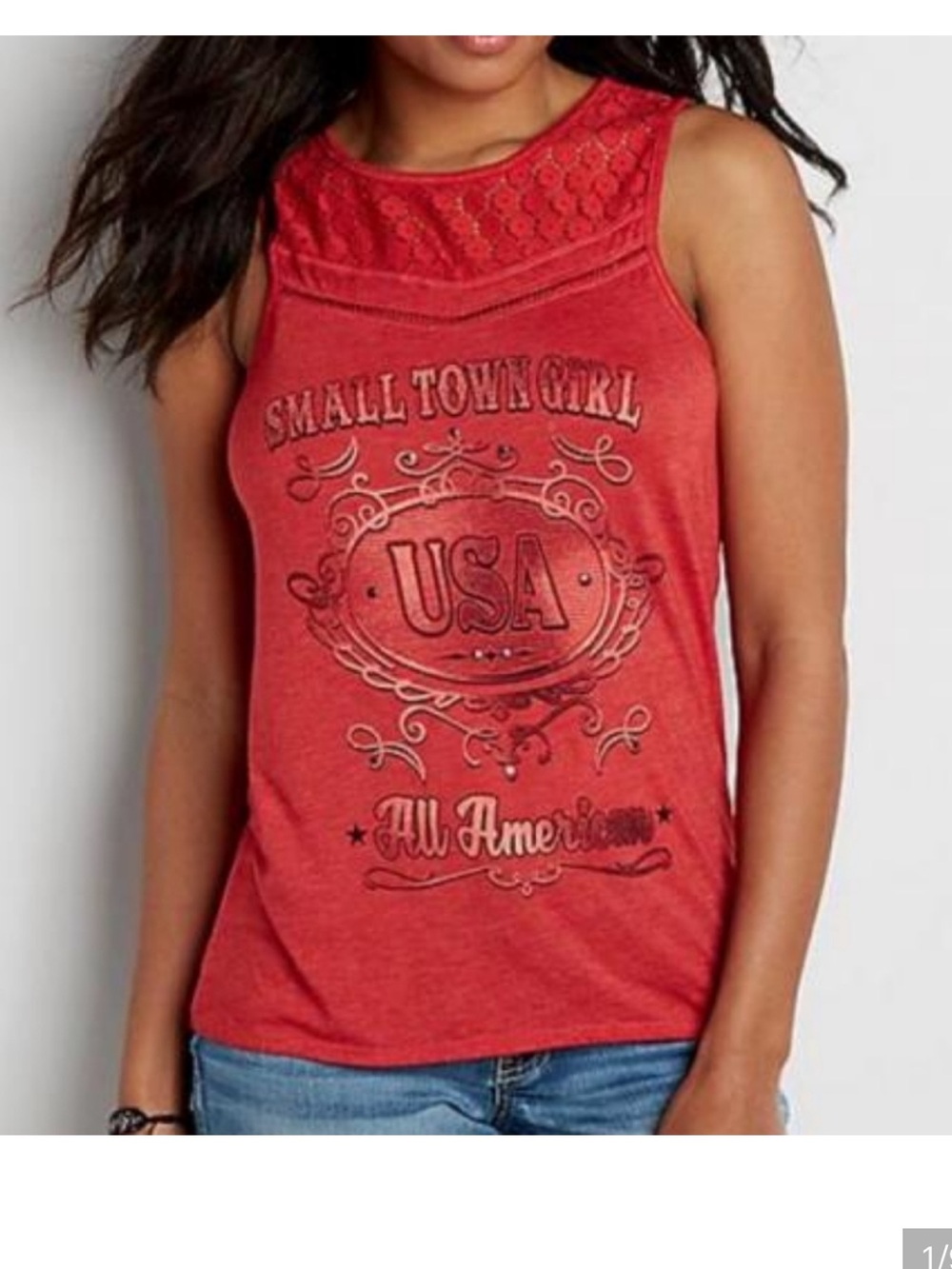 Maurices  Lace Embellished  Small Town Girl Graphic Tank Top